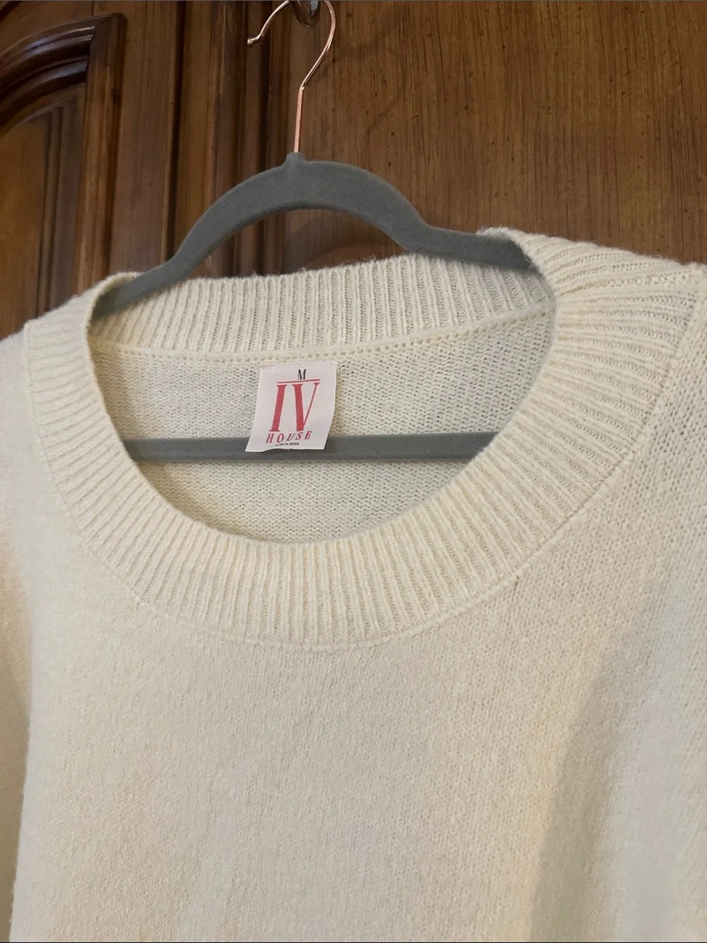 Embroidered  Floral  Oversized Cream Sweater W/ Black Stripes Puffer longsleeves